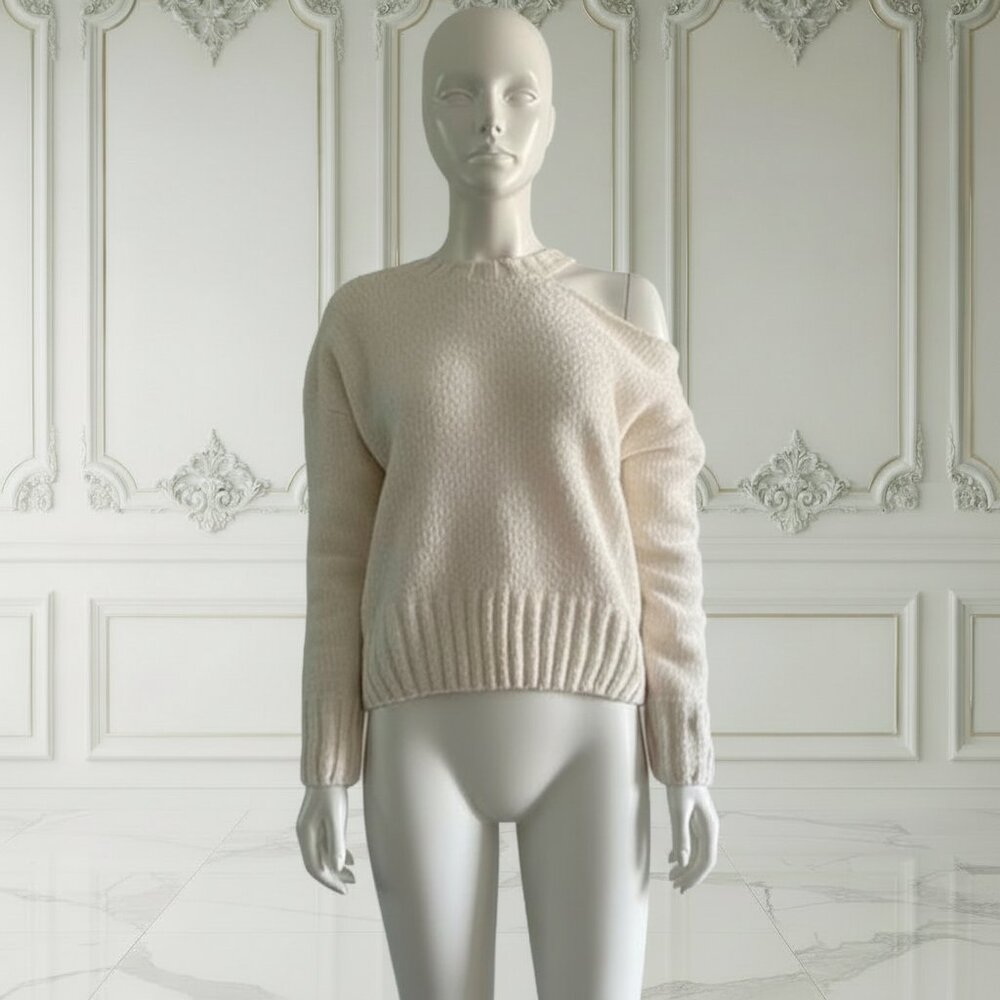 19. Honey Belle Cold Shoulder Sweater - Cream